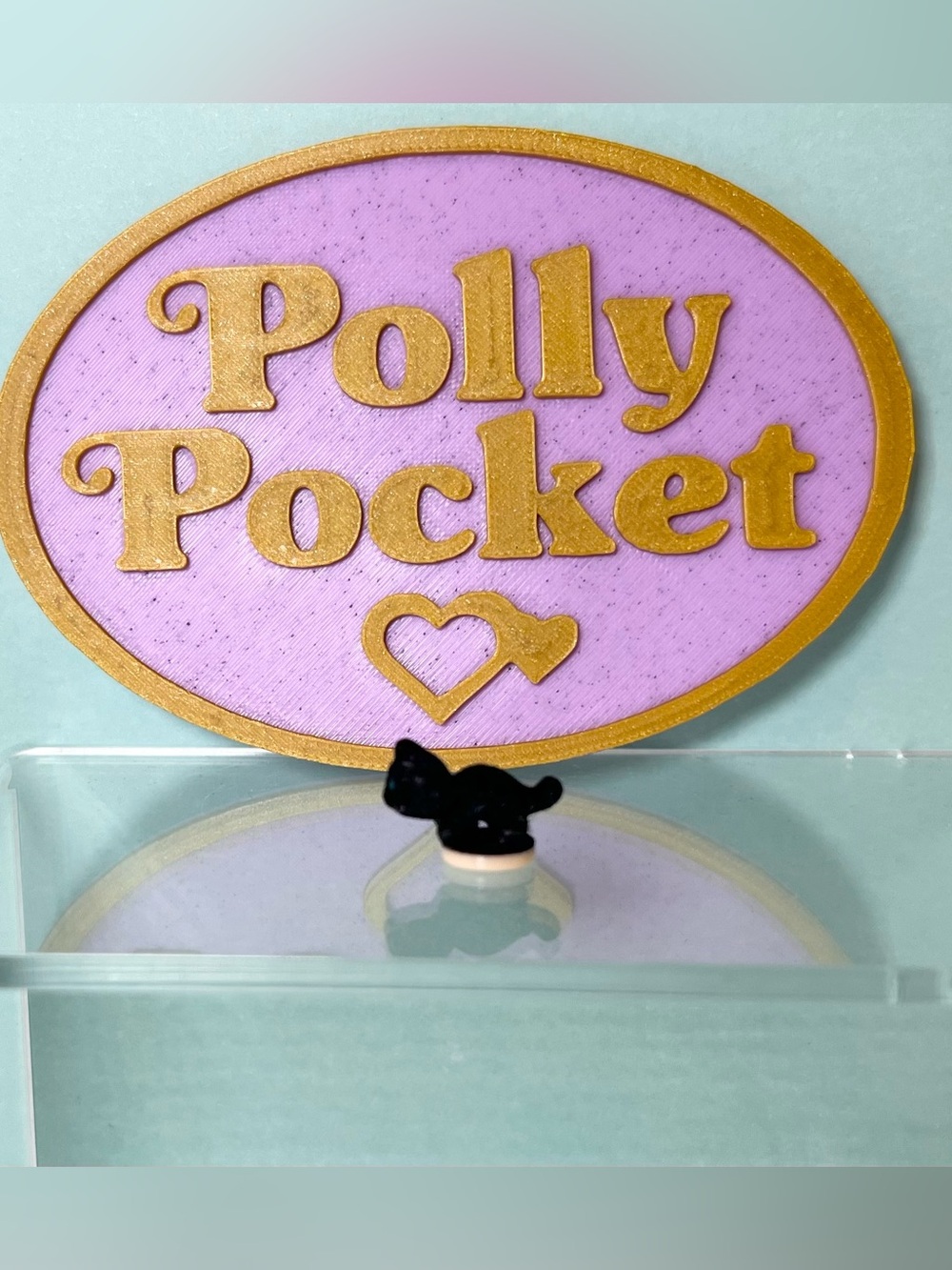 Vintage Polly Pocket 1993 Lil’ Pet Carts flocked cat, Ebony